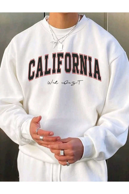 MIX baskılı pamuklu unisex oversize kalıp bisiklet yaka sweatshirt erkek giyim sweat