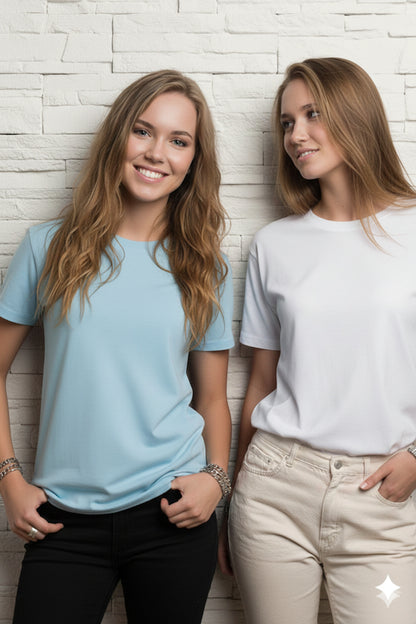 2'li Paket Kadın Regular Kalıp Pamuklu Bisiklet Yaka Basic T-Shirt