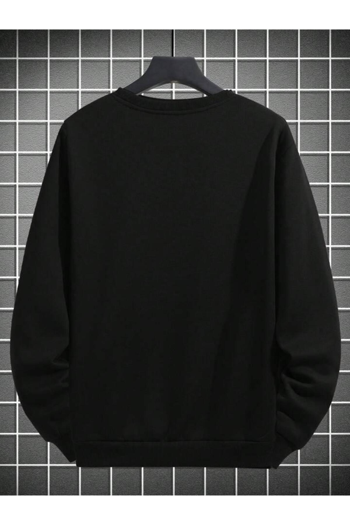 Kuru Kafa Unisex Baskılı Oversize Bisiklet Yaka Sweatshirt
