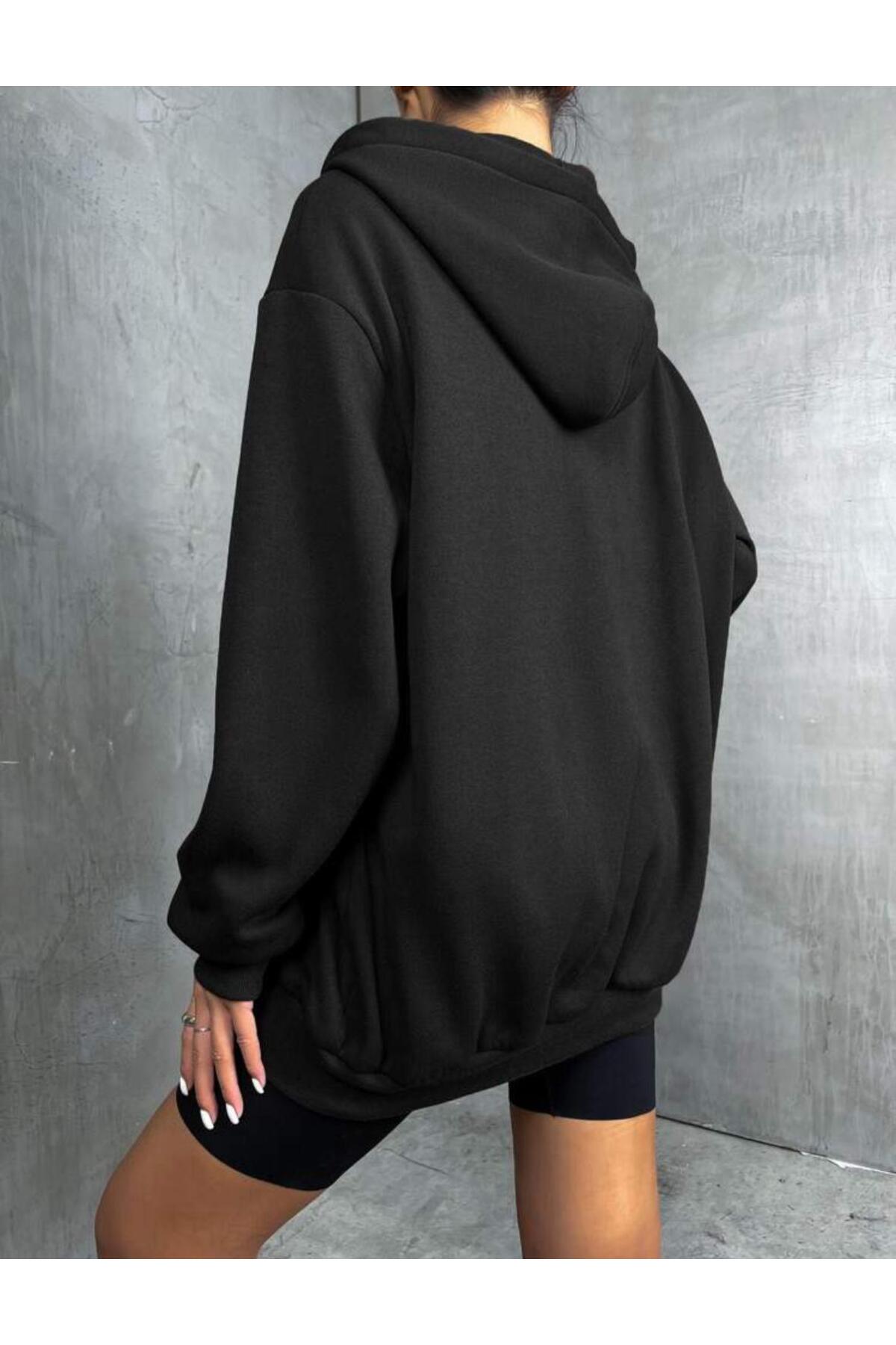 Kapüşonlu Oversize Kalıp Fermuarlı Hırka Sweatshirt Unisex ( Rahat Kalıp )