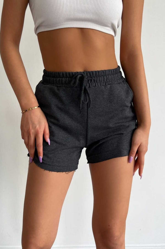Kadın Mini Cepli Bağcıklı Spor Şort