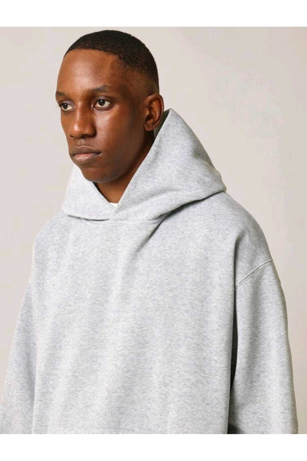 Basic Baskısız Pamuklu Oversize Kapüşonlu