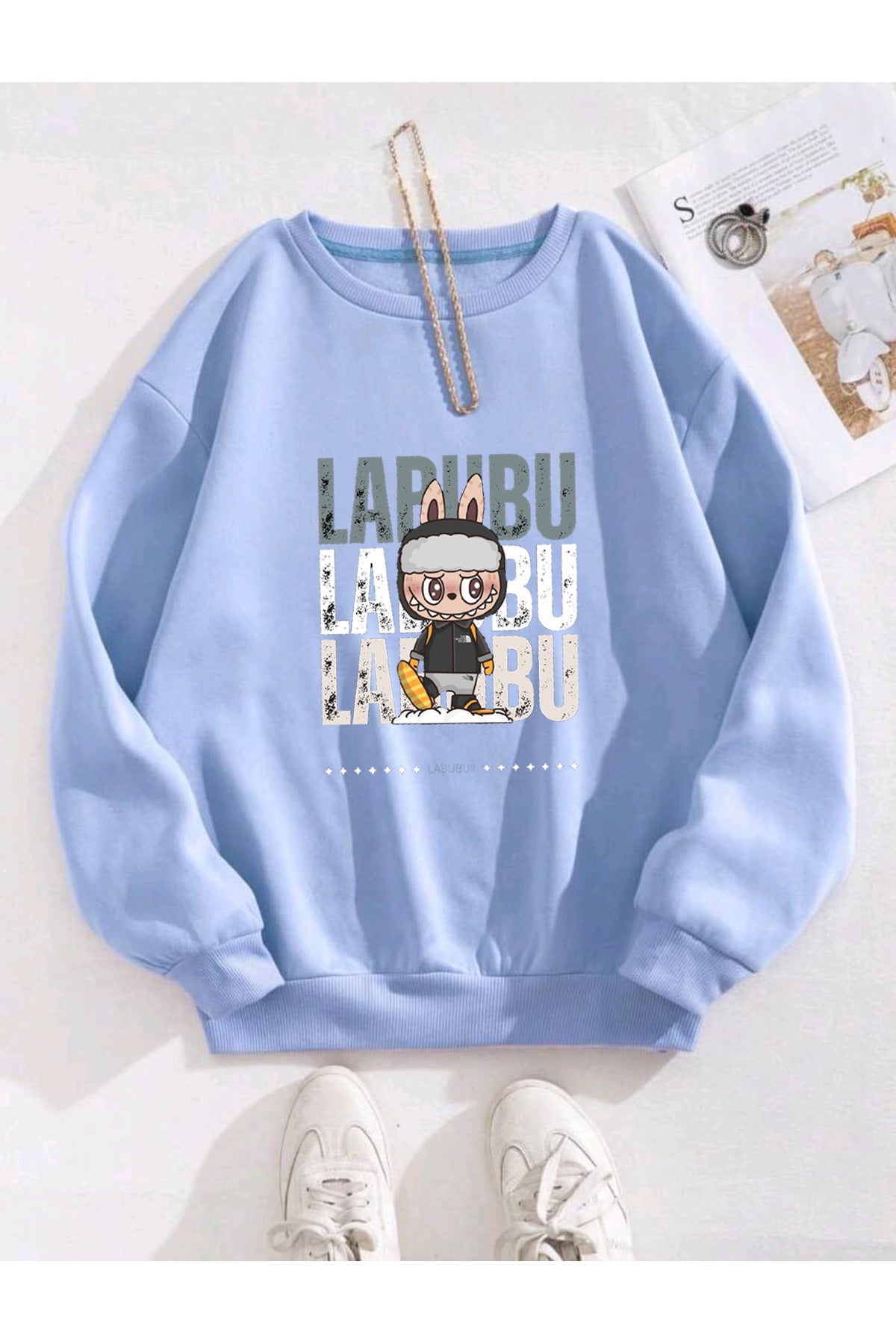 LABUBU Sweatshirt Unisex Pamuklu Şardonlu