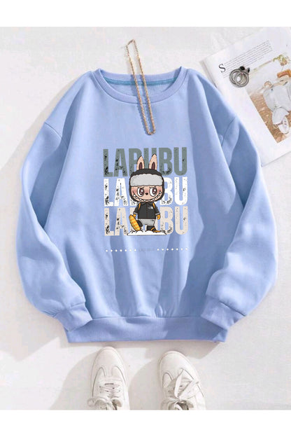 LABUBU Sweatshirt Unisex Pamuklu Şardonlu