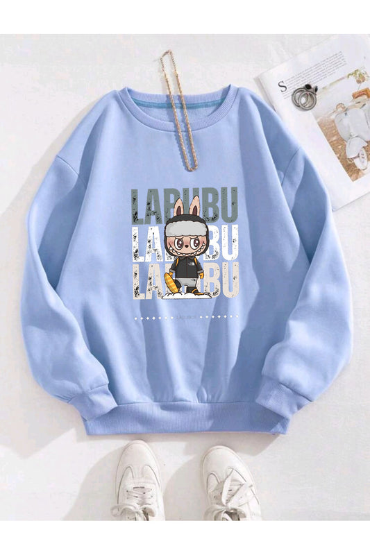 LABUBU Sweatshirt Unisex Pamuklu Şardonlu