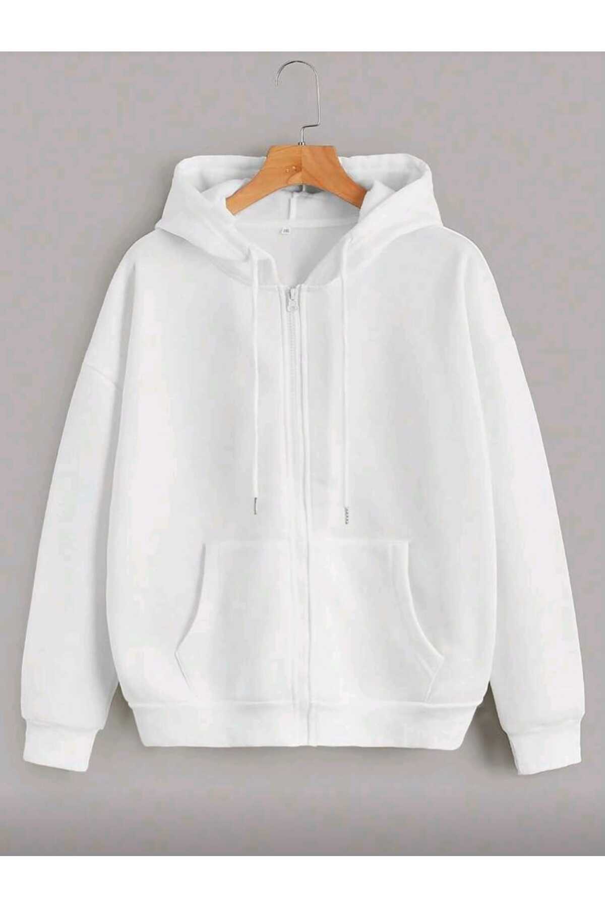 Fermuarlı Kalın Kışlık Şardonlu Unisex Sweatshirt