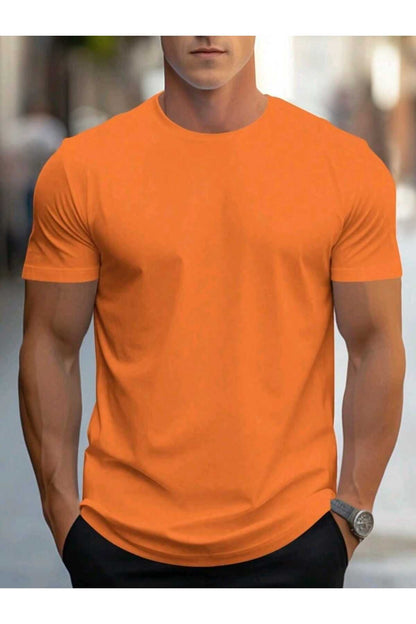 Erkek yazlık pamuklu Basic T-shirt Düz Model