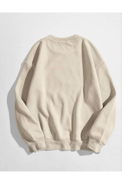 RUN Baskılı Bisiklet Yaka Pamuklu Sweatshirt