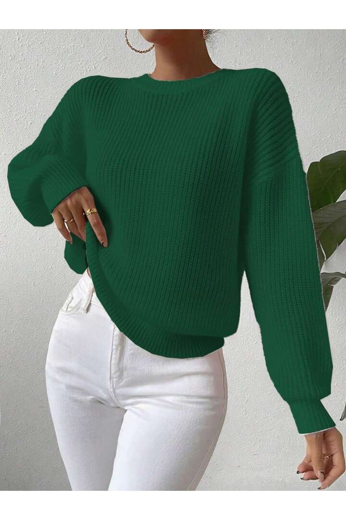 TRİKO Örme Oversize Bisiklet Yaka Kazak BTK