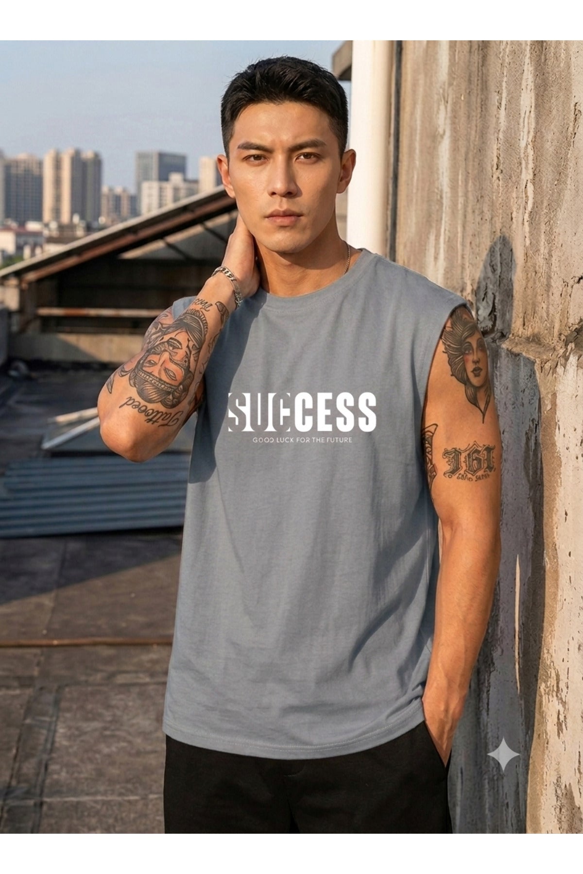 SUCCESS Erkek Sıfır Kol %100 Pamuk Penye