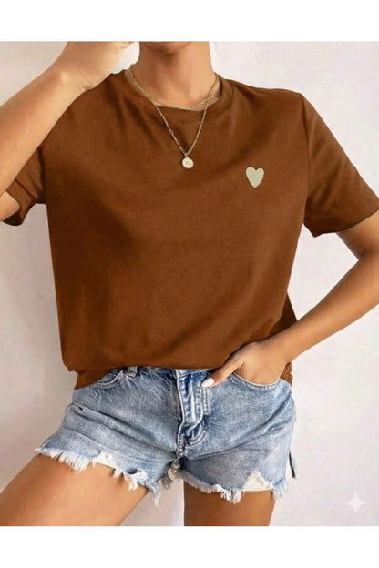 Kalp Baskılı Kadın Tshirt