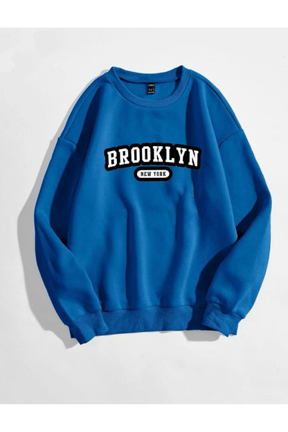 BROOKLYN New York Sweatshirt Baskılı Bisiklet Yaka Unisex