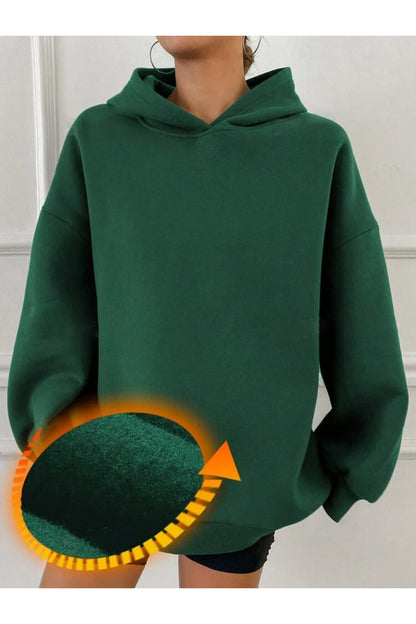 Kapüşonlu Düz Baskısız Giy Çık Oversize Kalıp Sweatshirt