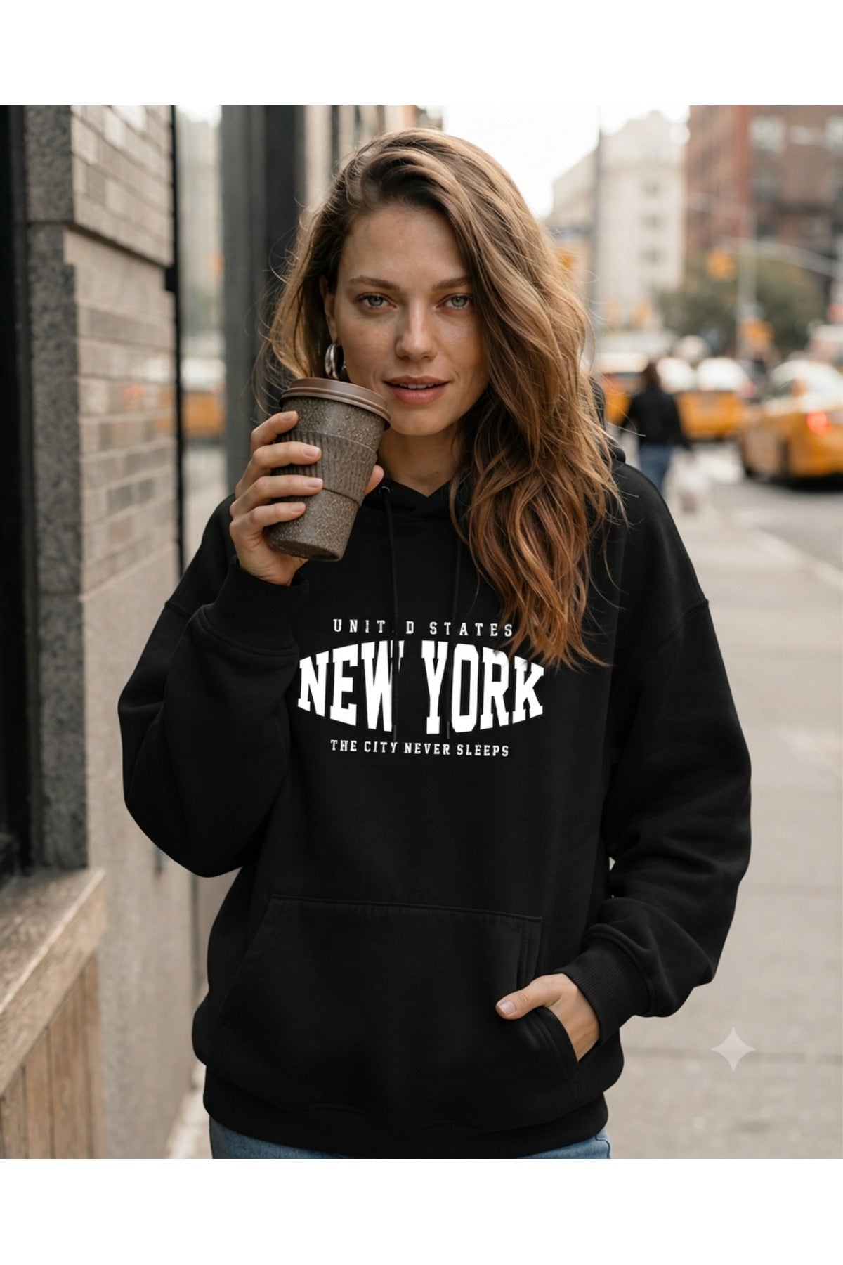 NEW YORK The City Never Sleeps (Kapşonlu 3 İplik Sweatshirt) Unisex