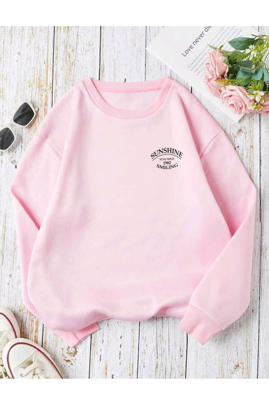 Sweatshirt Sunshine Baskılı Bisiklet Yaka
