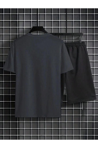 Erkek Siyah CALİFORNİA Baskılı Oversize T-shirt Şort TAKIMI