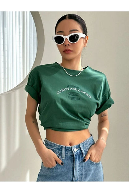 CLARITY Baskılı Oversize Pamuklu Tshirt