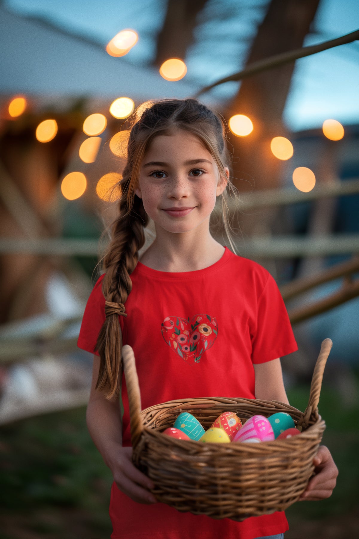 Kız Çocuk Relax (KALP) Baskılı Bisiklet Yaka Pamuklu T-shirt