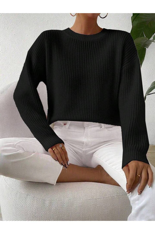 TRİKO Örme Oversize Bisiklet Yaka Kazak BTK