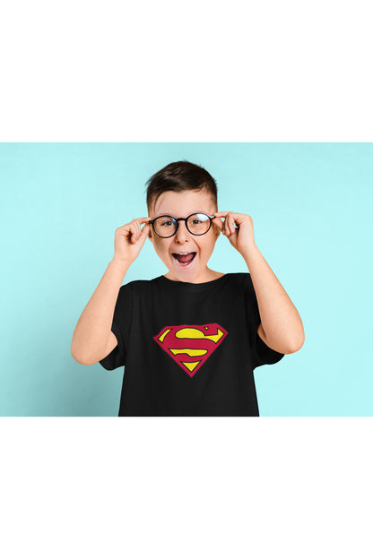 Çocuk Relax Baskılı Bisiklet Yaka Pamuklu T-shirt
