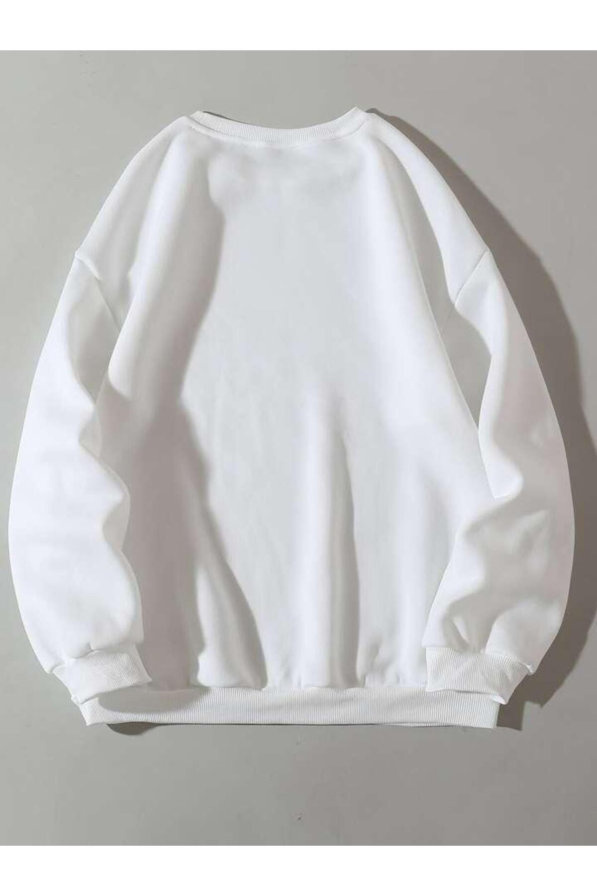 Embrace Kelebek Baskılı Bisiklet Yaka Sweatshirt