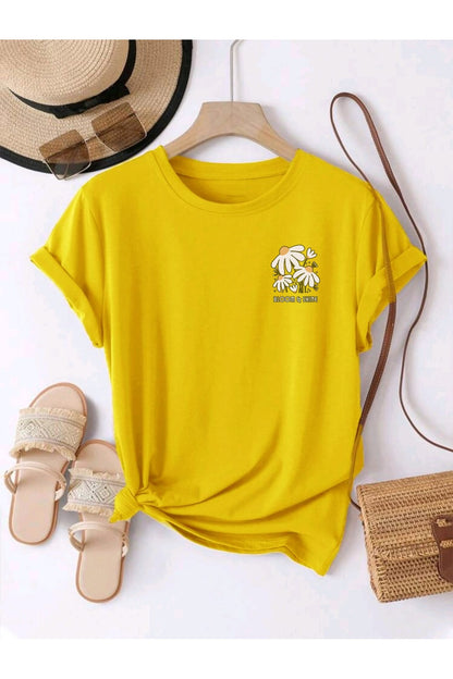 BLOOM SHINE Baskılı UNISEX YAZLIK Pamuklu Kısa Kol Tshirt