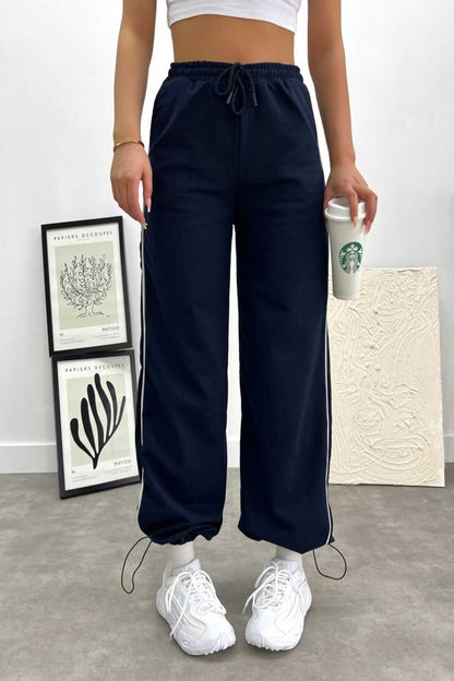 Lacivert Yan Biye Bol Eşofman Altı Unisex
