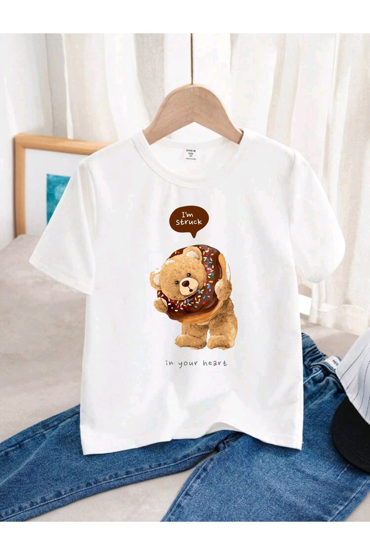 Çocuk Beyaz Tshirt Çeşitli Karışık MİX Baskılı Bisiklet Yaka Pamuklu T-shirt