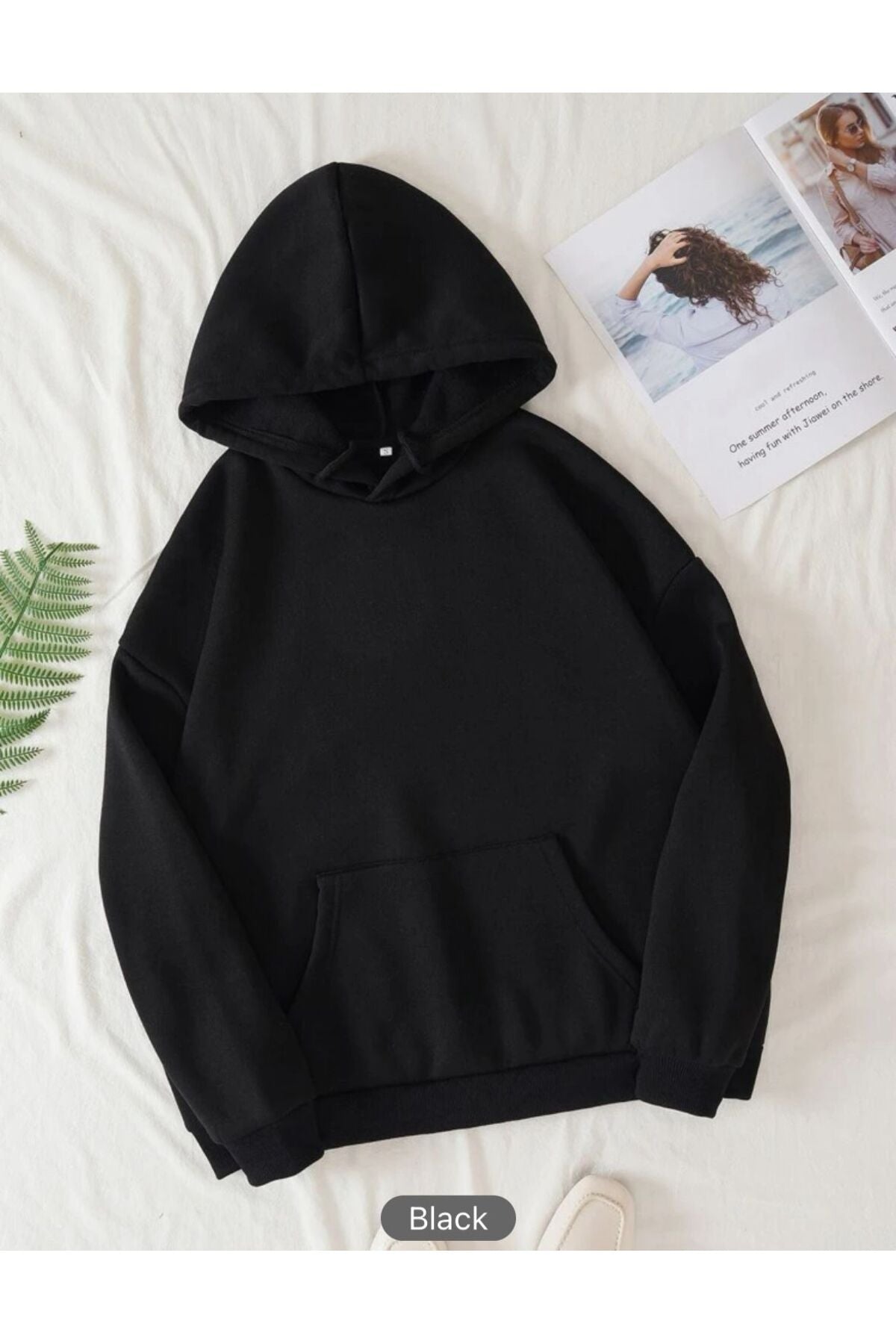 Kapüşonlu Sweatshirt Düz Baskısız ( Soft ) Geniş Kalıp