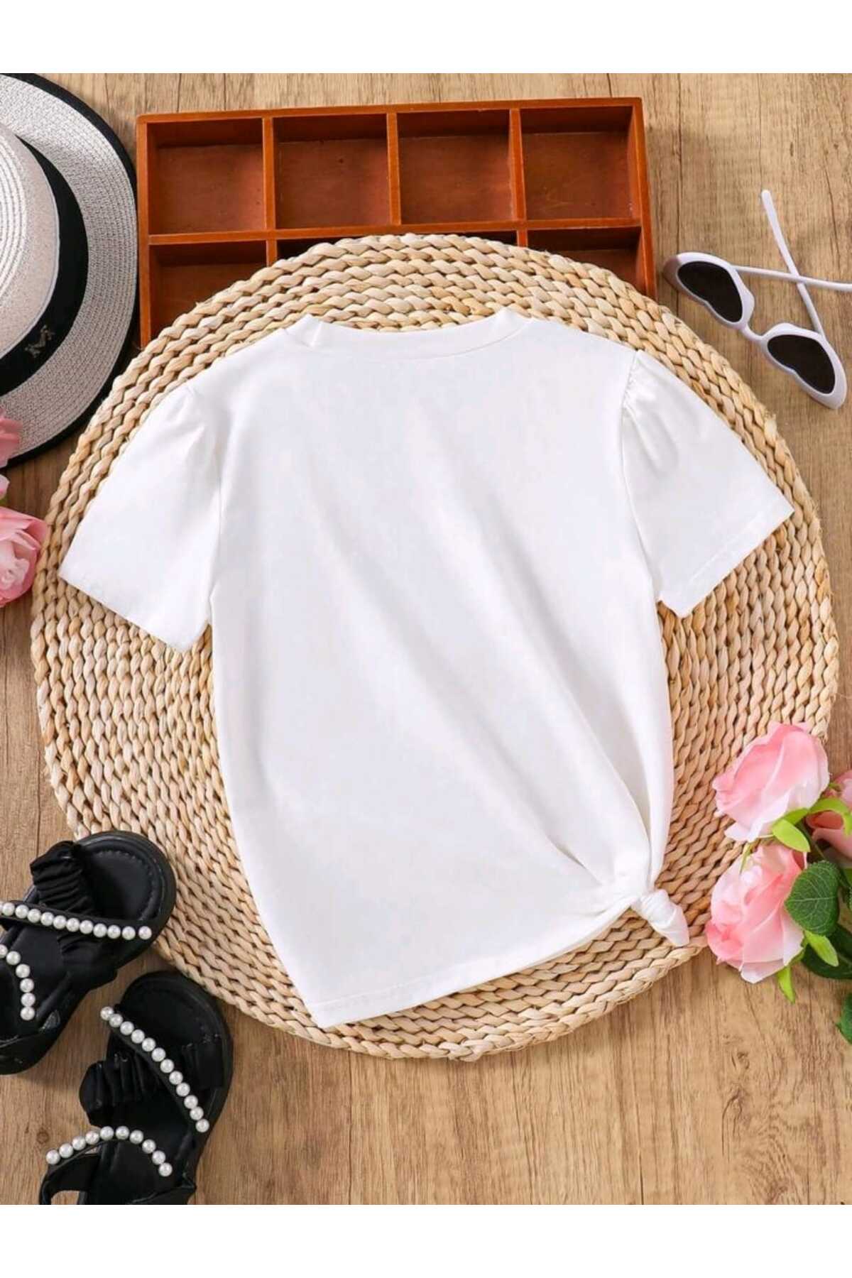 Çocuk Karışık Baskılı Bisiklet Yaka Pamuklu T-shirt