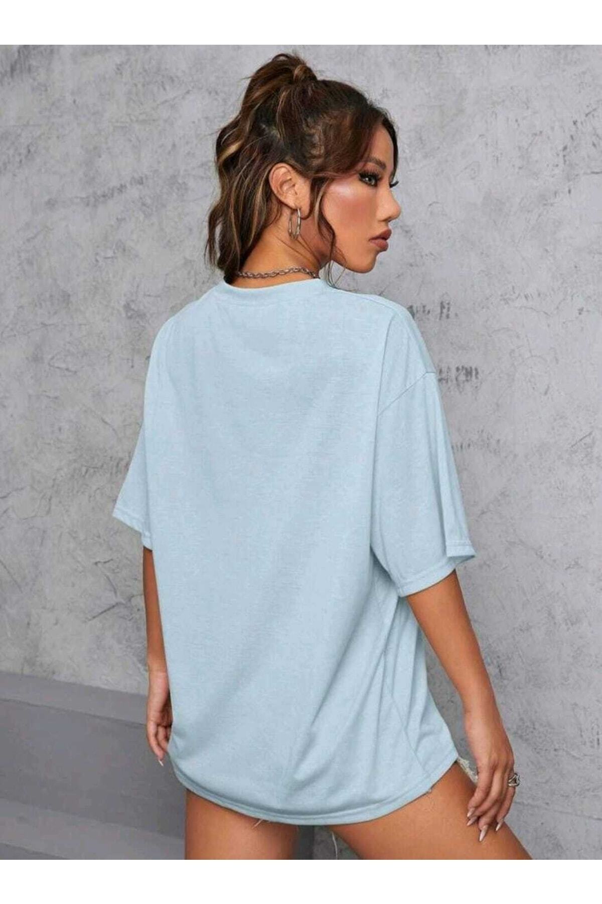 Come True New York Baskılı Oversize Spor Bisiklet Yaka Pamuklu Tshirt
