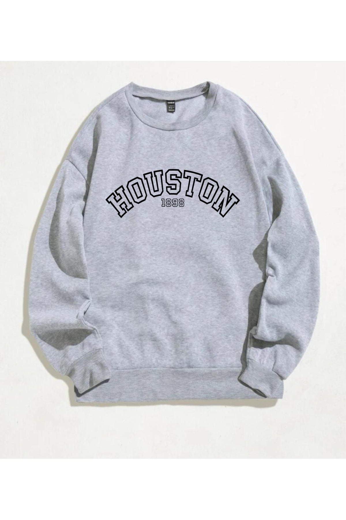 HOUSTON 1989 Baskılı Bisiklet Yaka Pamuklu Sweatshirt