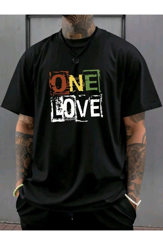 ONE LOVE Baskılı Erkek Yazlık T-shirt