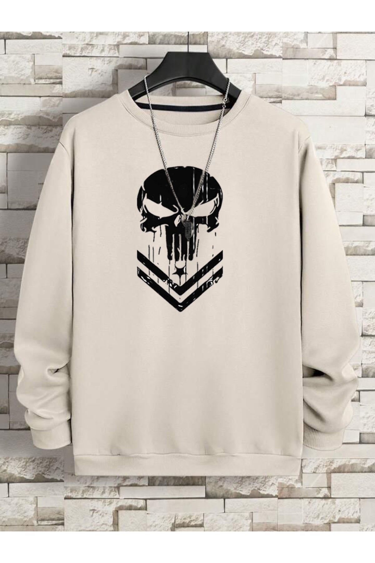 Kuru Kafa Unisex Baskılı Oversize Bisiklet Yaka Sweatshirt