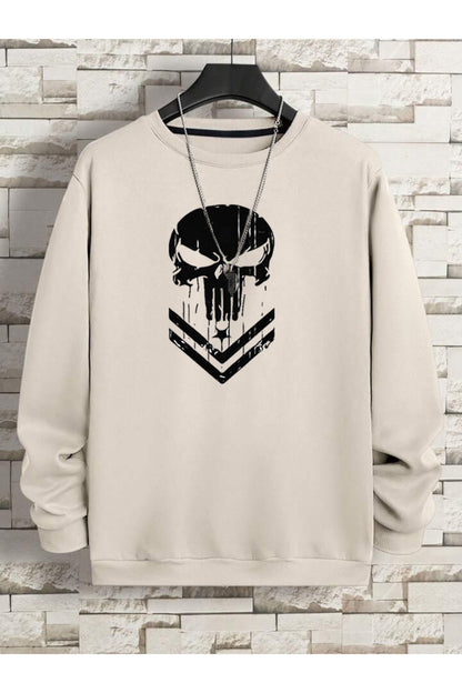 Kuru Kafa Unisex Baskılı Oversize Bisiklet Yaka Sweatshirt