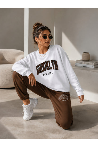 1898 Brooklyn New York Alt Üst 3 İplik Şardonlu Takım %80 Pamuk %10 Polyester %10 Elestan
