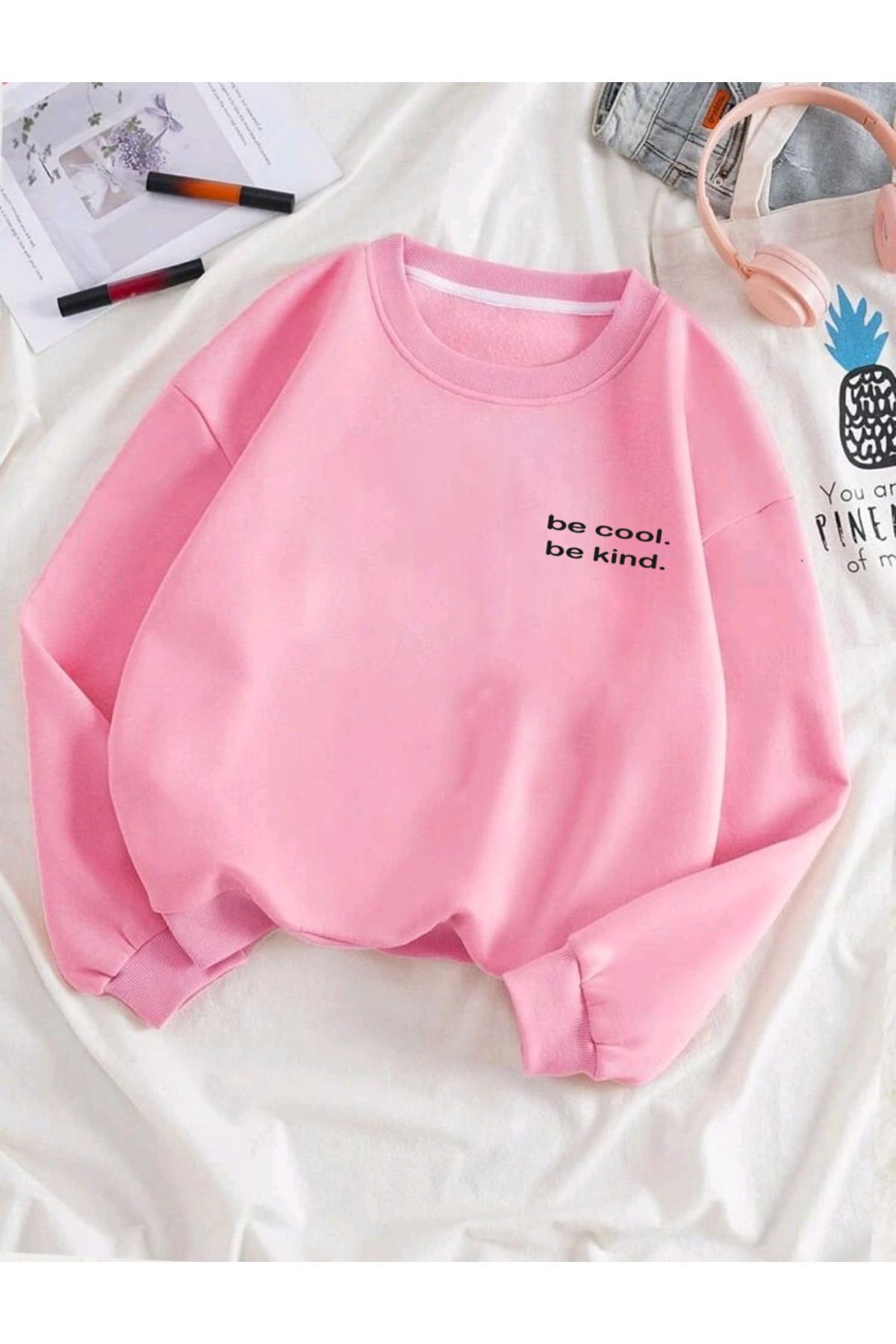Unısex Baskılı Bisiklet Yaka Sweatshirt Hoodie Be Kınd