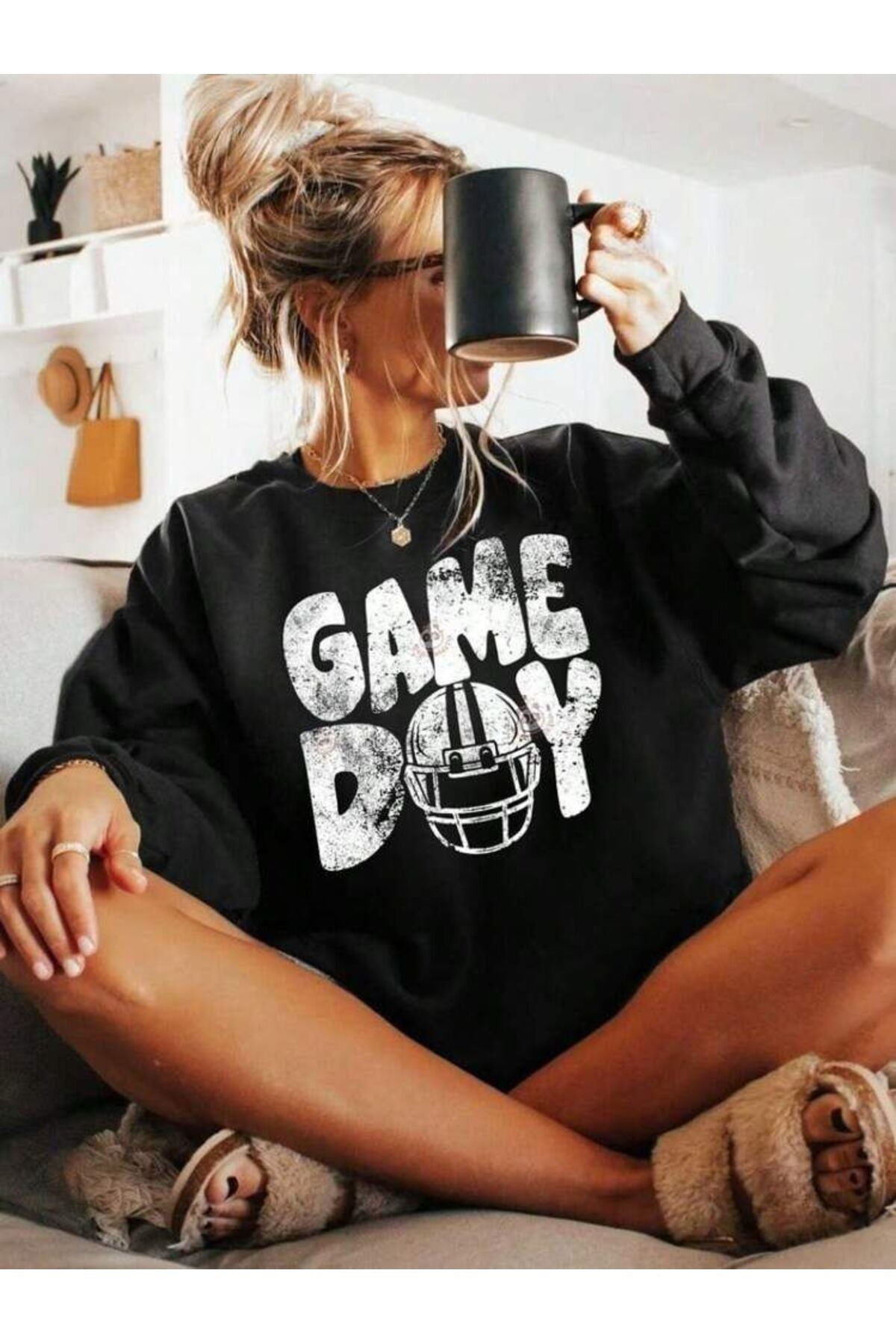 Siyah Karışık Bisiklet Yaka Sweatshirt Koleksiyonu