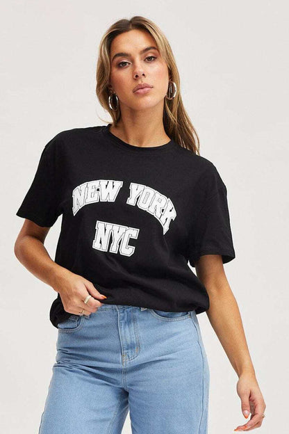 NYC Baskılı Unisex Kısa Kol Oversize Tshirt