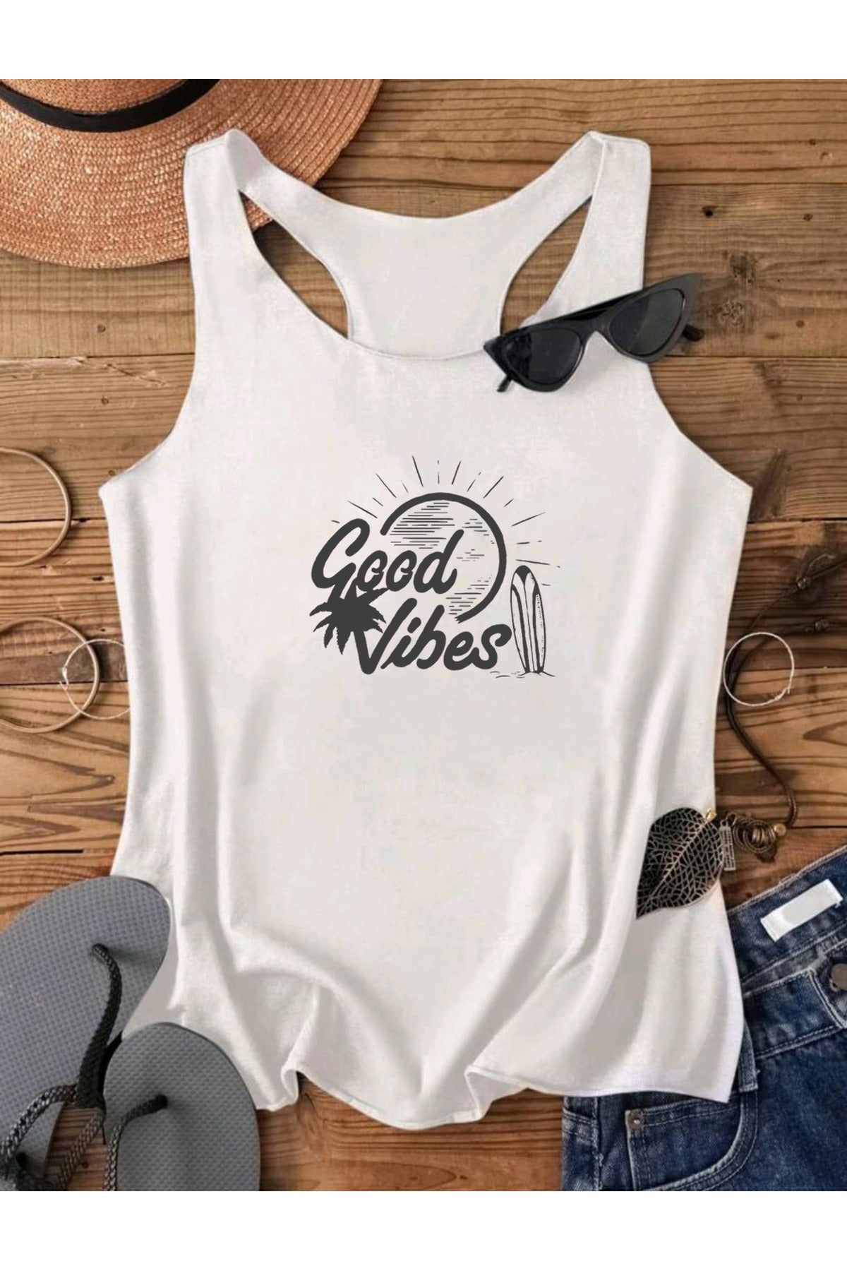GOOD VIBES Yüzücü Kadın Atlet Tshirt