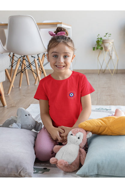 Kız Çocuk Relax (NAZAR BONCUĞU) Baskılı Bisiklet Yaka Pamuklu T-shirt