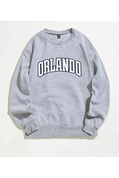 ORLANDO Baskılı Bisiklet Yaka Unisex Sweatshirt