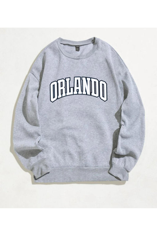 ORLANDO Baskılı Bisiklet Yaka Unisex Sweatshirt