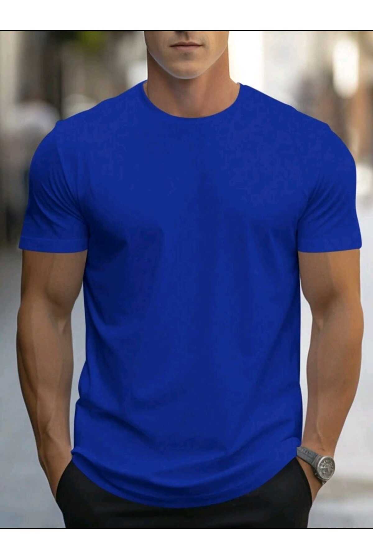 Erkek yazlık pamuklu Basic T-shirt Düz Model