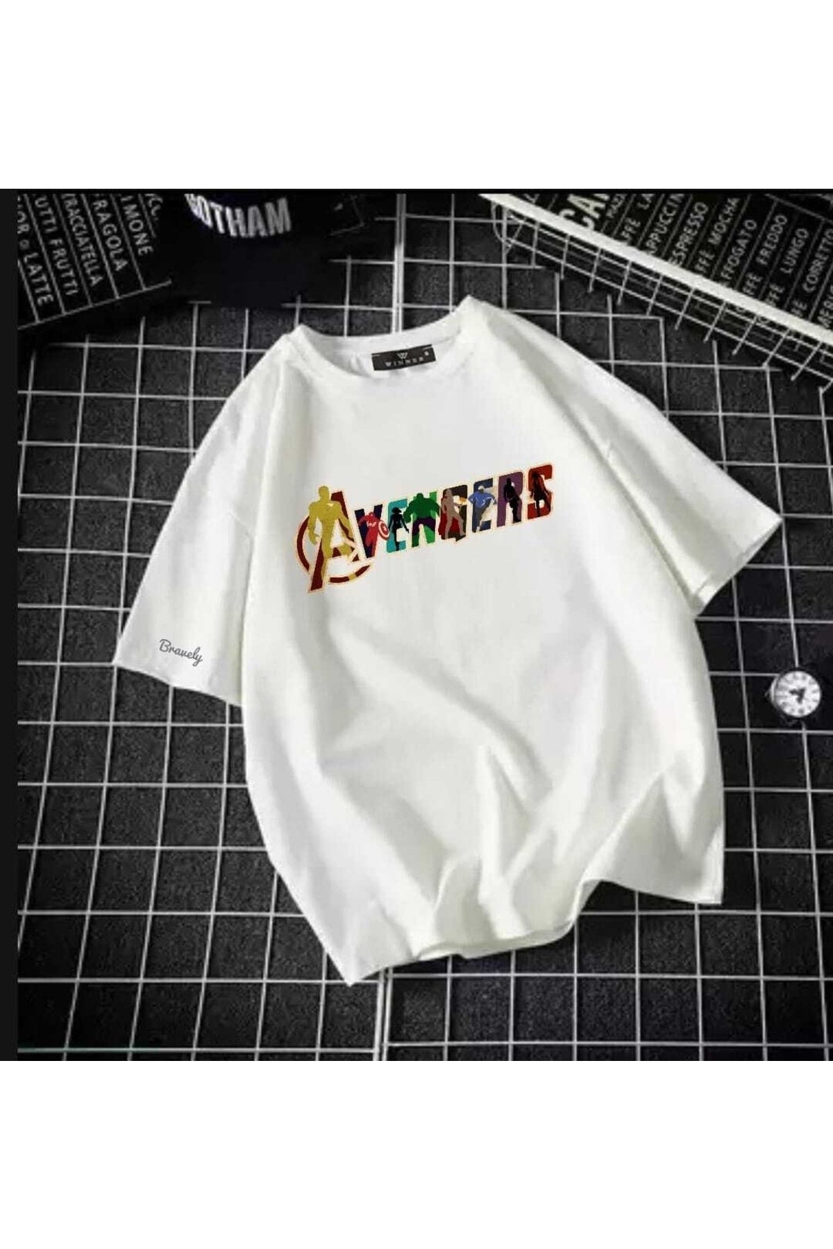 Unisex Oversize Siyah Avngrs Pamuk T-shirt