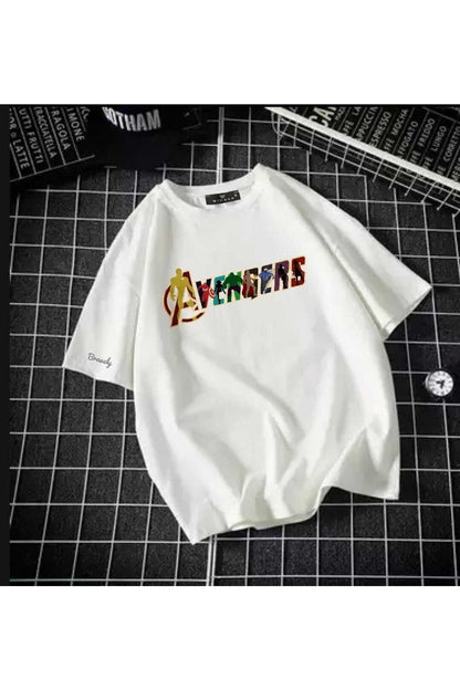 Unisex Oversize Siyah Avngrs Pamuk T-shirt