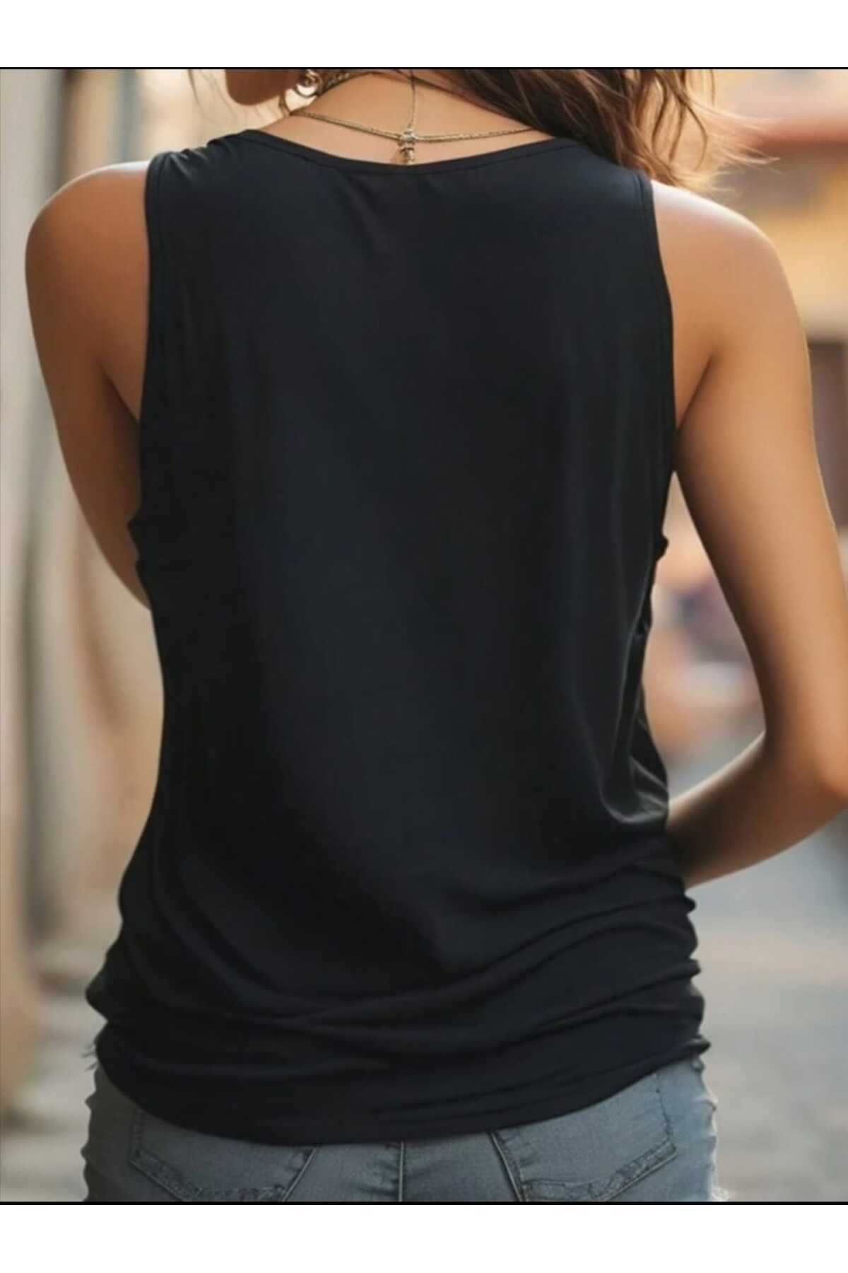 Omuzu Açık MİX Kadın Pamuklu Kolsuz Yazlık T-shirt Atlet
