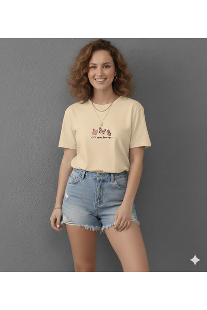 Live Your Dreams Baskılı Kadın Regular Kalıp T-Shirt