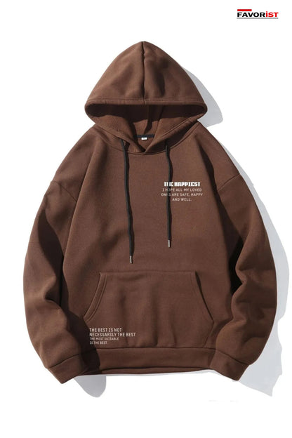 Happiest Baskılı UNİSEX Oversize Kapşonlu Sweatshirt