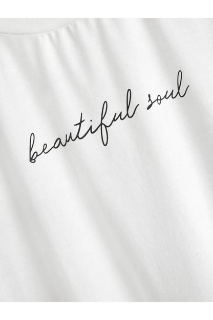 Beautiful Soul Baskılı Oversize Geniş Kalıp Pamuklu T-shirt Unisex
